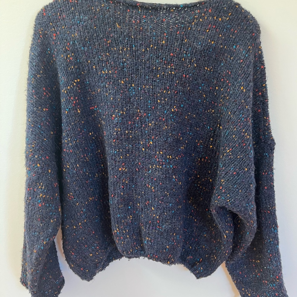 Lyla + Luxe Navy Cropped Sweater - Picture 2 of 3
